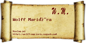 Wolff Marióra névjegykártya